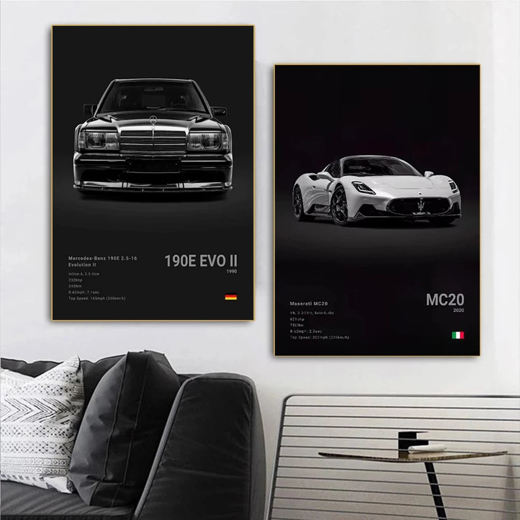 Arte em Tela de Carros Icônicos - Decoração Moderna