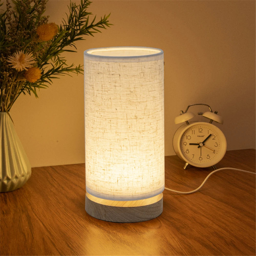 Candeeiro de Mesa LED em Madeira com Luz Quente