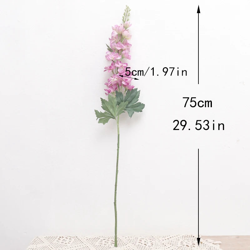 Flor Artificial de Seda Delphinium 75cm para Decoração Elegante