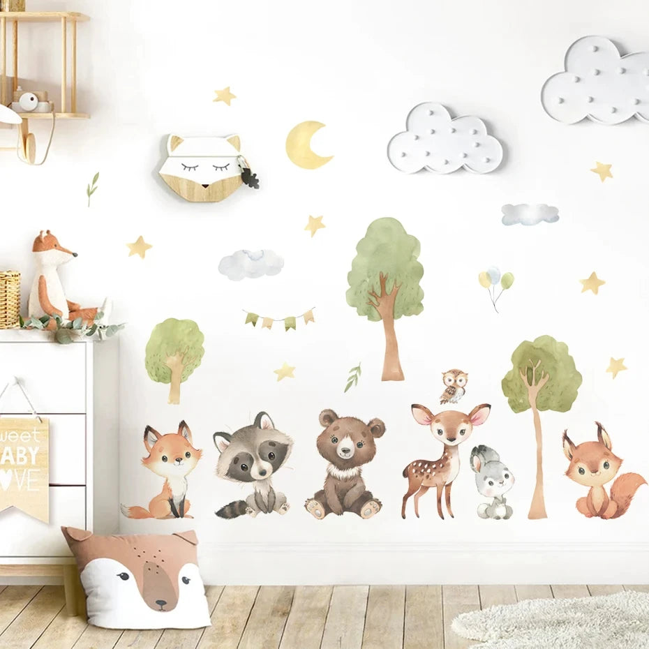 Adesivos de Parede Infantis com Animais da Floresta - Decoração Encantadora