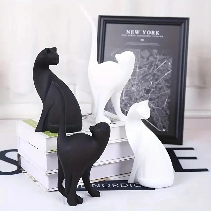 Estátuas de Gato em Resina para Decoração Elegante