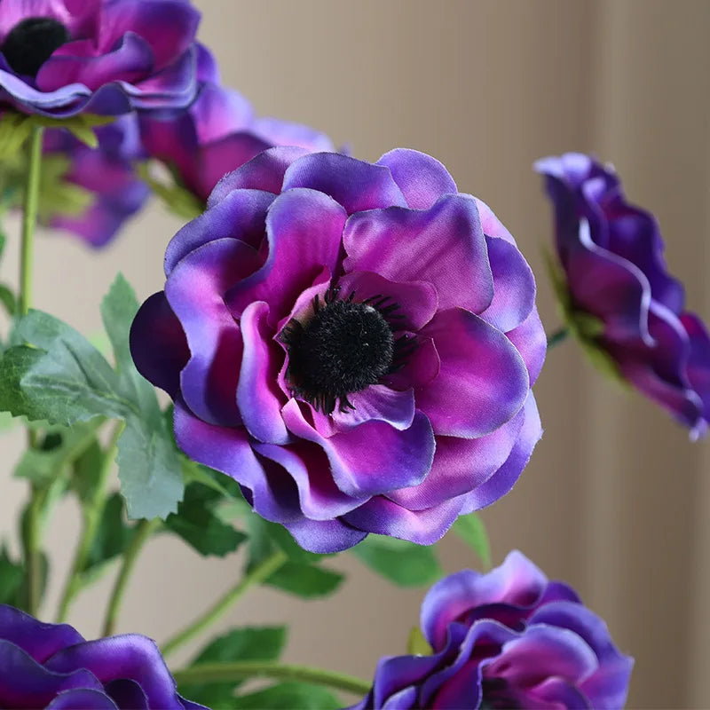 Flores Artificiais de Seda Anêmona - Beleza Eterna para Sua Decoração