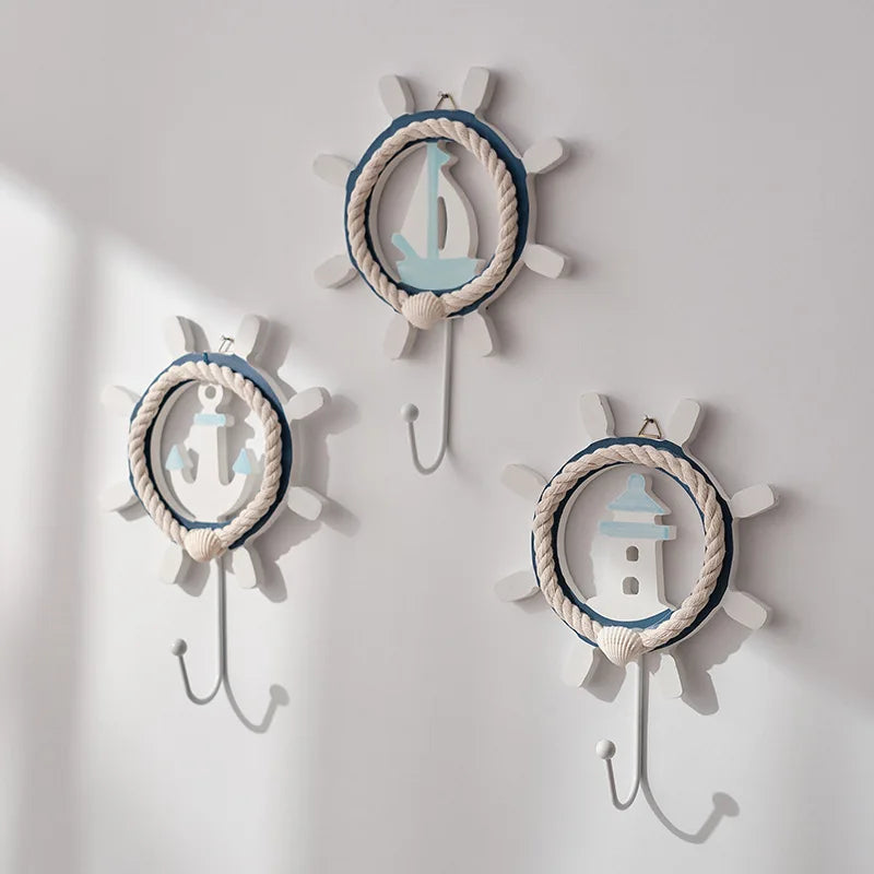 Ganchos Náuticos Mediterrâneos em Madeira para Decoração