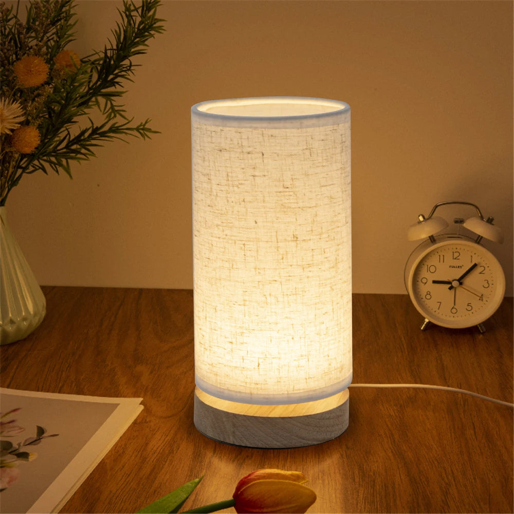 Candeeiro de Mesa LED em Madeira com Luz Quente