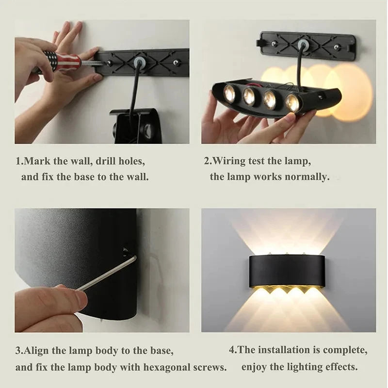 Lâmpada de Parede LED à Prova d'Água para Ambientes Externos