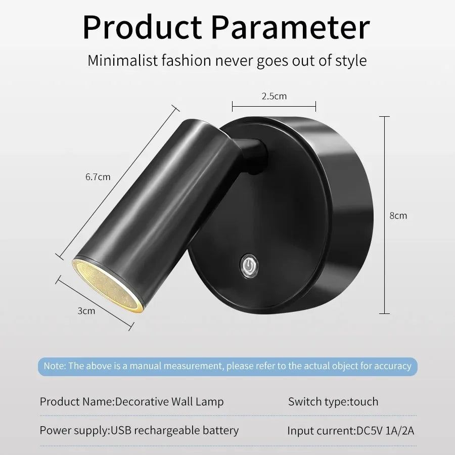 Luminária LED Magnética USB Recarregável com Controle Toque