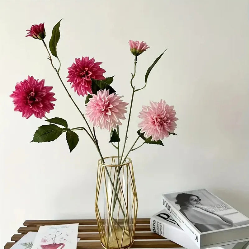 Ramo de Dália Artificial Realista - Beleza Atemporal para Sua Decoração