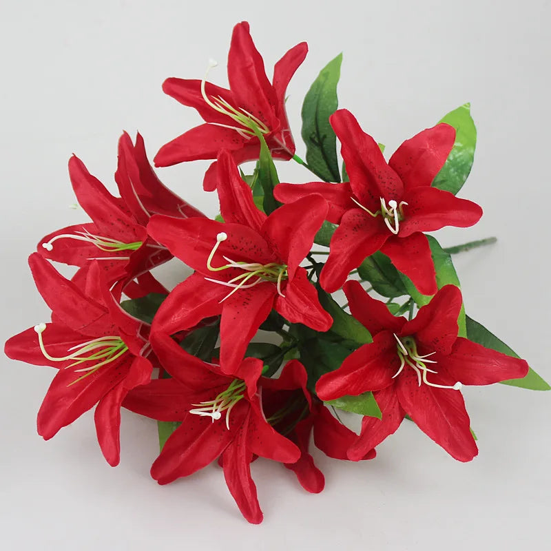 Buquê de Lírios Artificiais Multicoloridos para Decoração Elegante