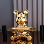 Carregue a imagem na visualização da galeria, Estatueta Decorativa de Urso com Bandeja - Armazenamento Elegante
