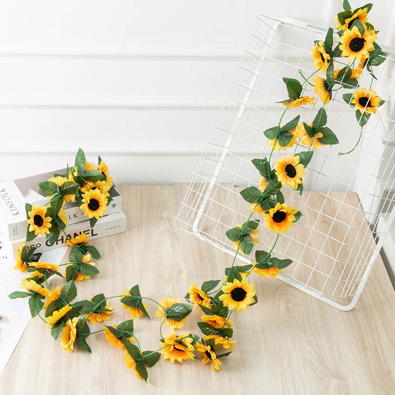 Videira Artificial de Girassol 2,5m para Decoração Elegante