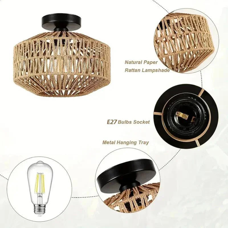 Lustre de Bambu Natural - Elegância Artesanal para Sua Casa