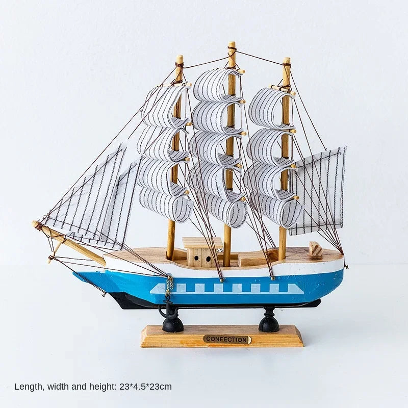 Modelo Decorativo de Veleiro em Madeira para Ambientes Náuticos