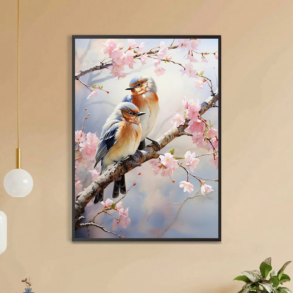Pintura Diamante DIY com Pássaros - Decoração Elegante para Casa