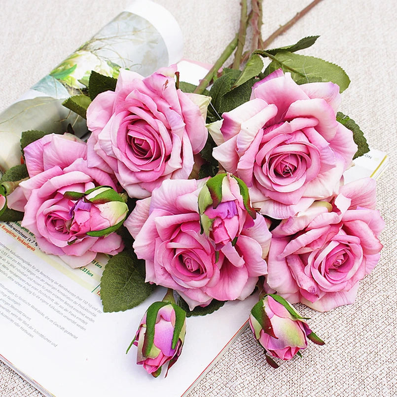 Rosas de Seda Artificiais para Decoração Elegante
