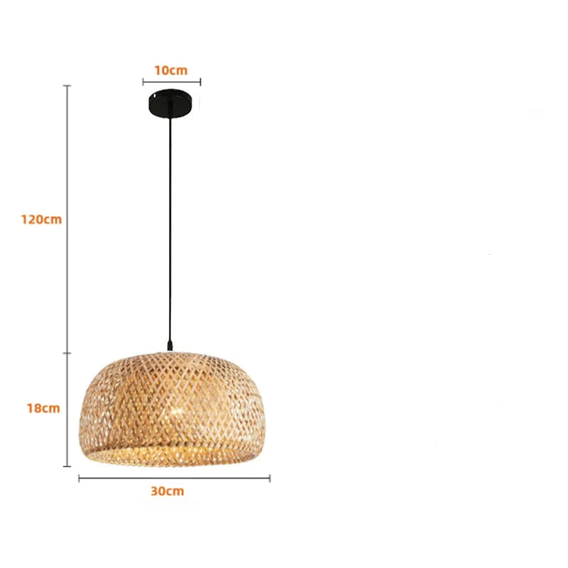 Luminária Pendente de Bambu Artesanal E27 para Decoração