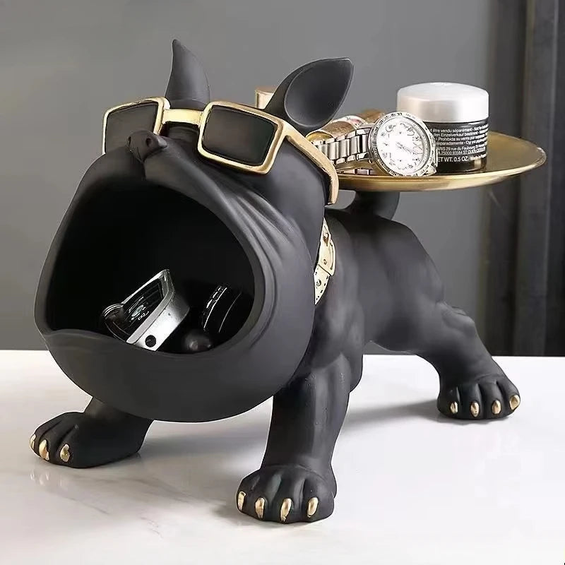 Estatueta Decorativa Bulldog com Caixa de Armazenamento