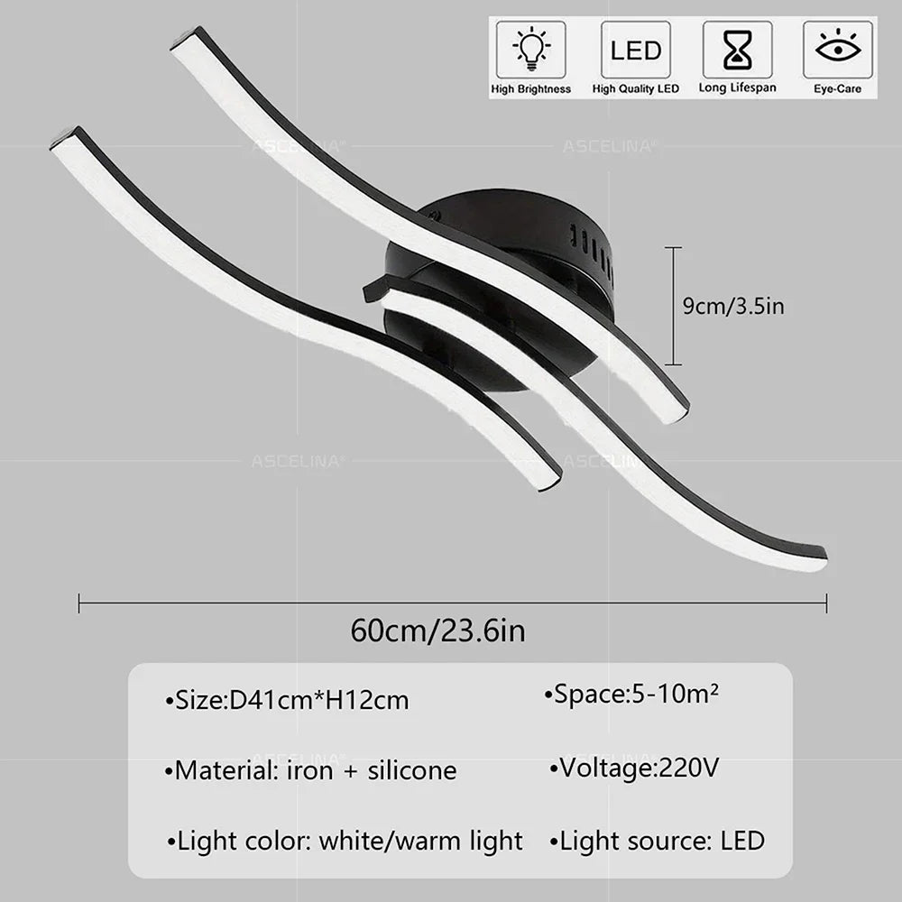 Luminária de Teto LED Moderna com Design Ondulado