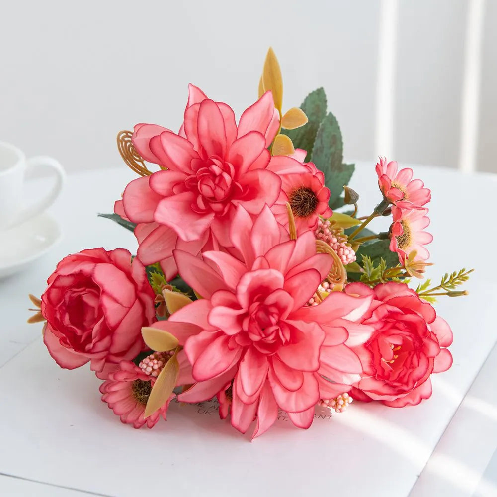 Buquê de Flores Artificiais de Seda para Decoração Elegante