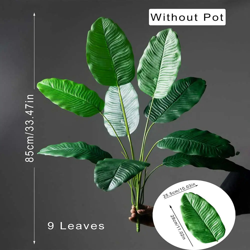 Planta Artificial Tropical de Folhas Grandes para Decoração