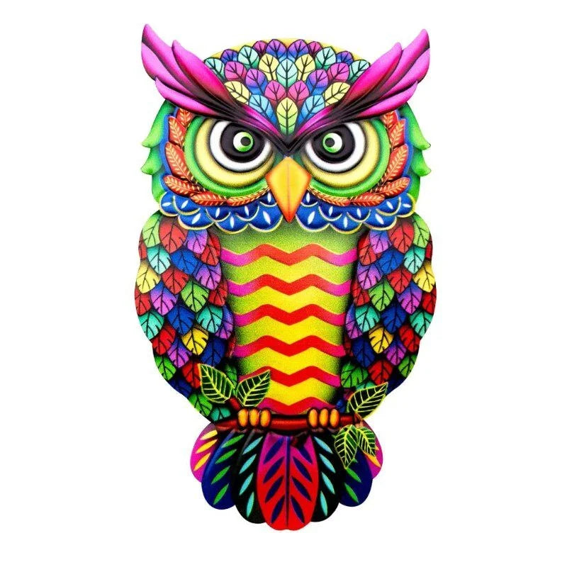 Escultura de Parede de Coruja em Metal Colorido - Decoração Vibrante