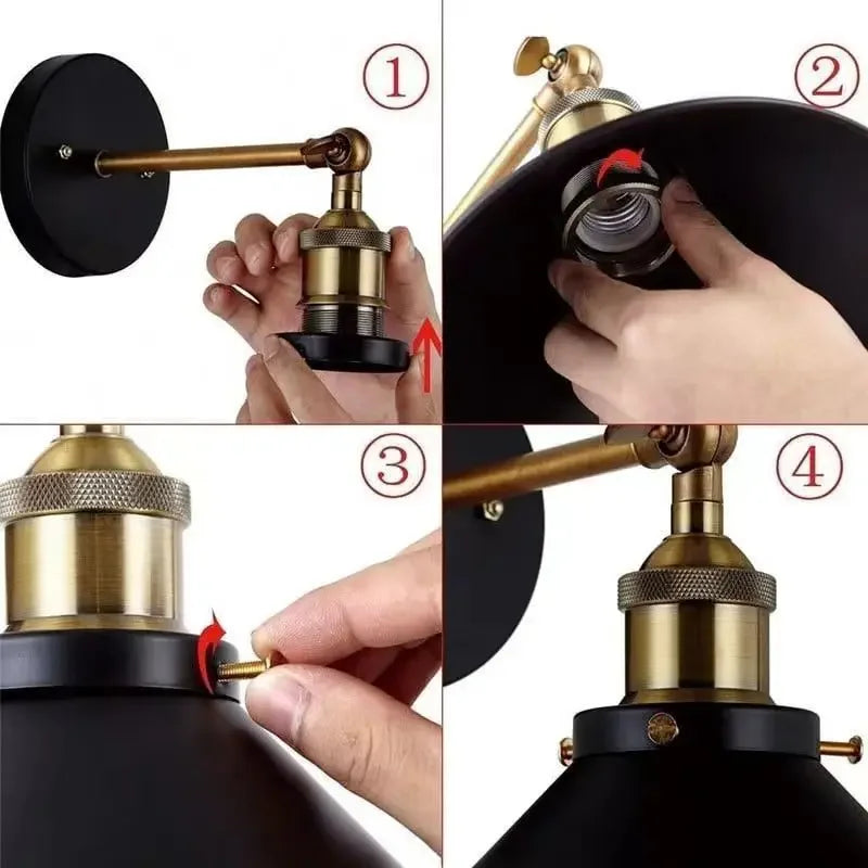 Luminária de Parede Vintage Estilo Industrial com LED