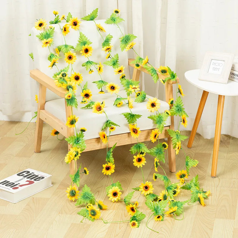 Videira Artificial de Girassol 2,5m para Decoração Elegante