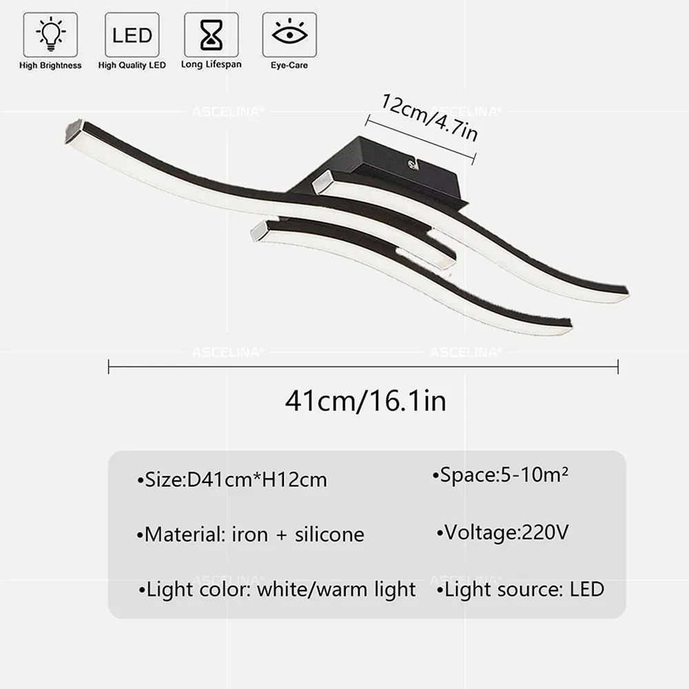 Luminária de Teto LED Moderna com Design Ondulado